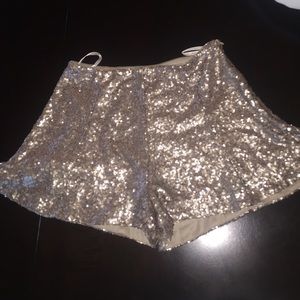 gold sequined shorts