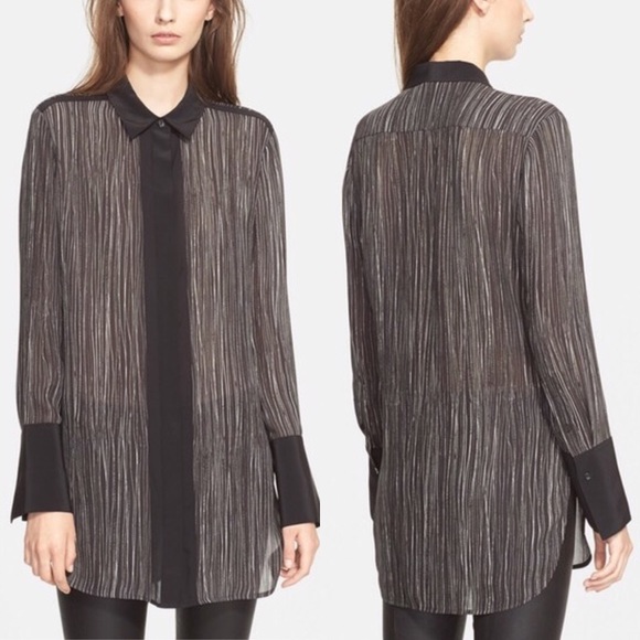 Vince black white stripe blouse