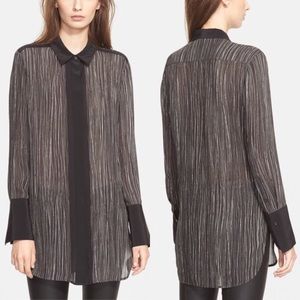 Vince black white stripe blouse