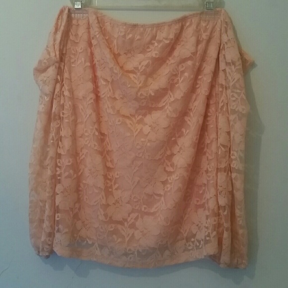 TOBI lace peach off the shoulder top