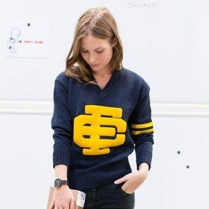 Emerson Fry 100% Wool Varsity Navy Sweater XS