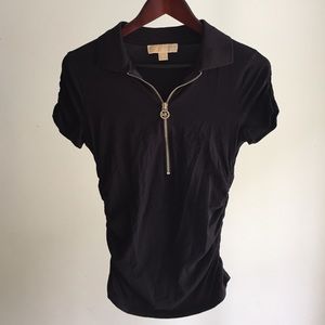 Michael Kors Zip-Up Cinched Tee