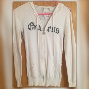 Guess LA cream light weight zip up hoodie