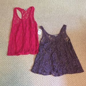 2 Charlotte Russe Lace Tank Tops