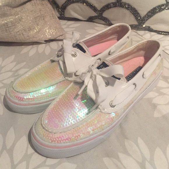 ‼️SALE‼️ White Iridescent Sperry Topsiders