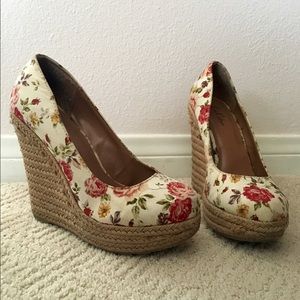 Flower Print Wedges