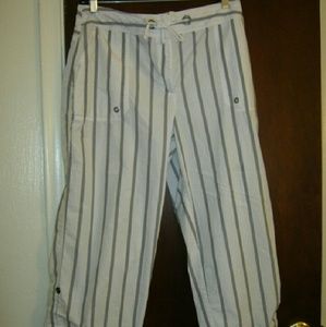 Chico's white with blue stripes Capris