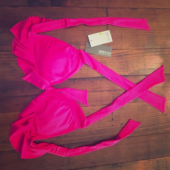 Kenneth Cole Pink & Blue Halter Bikini Top