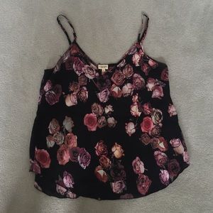 Silk tank top with roses.