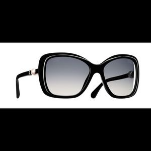 CHANEL SQUARE PEARL SUNGLASSES BLACK 100% UVA/UVB