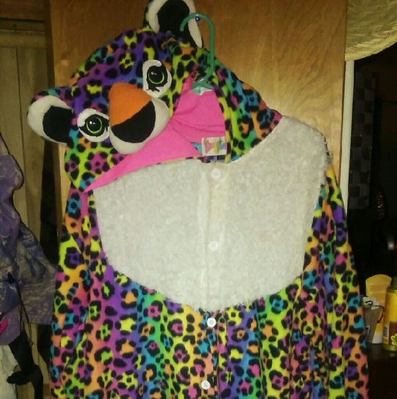 Lisa frank fleece cozy onesie play suit costume