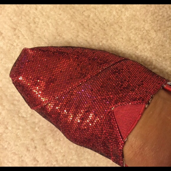 TOMS Red Glitter Shoes