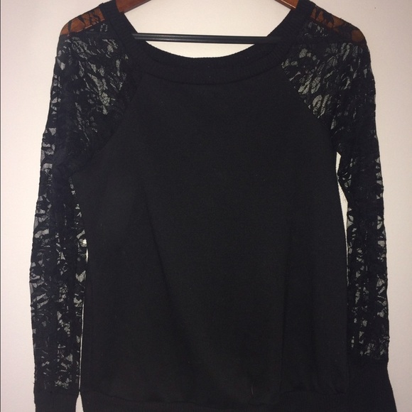 David bitton lace sleeves light sweater - Picture 1 of 3