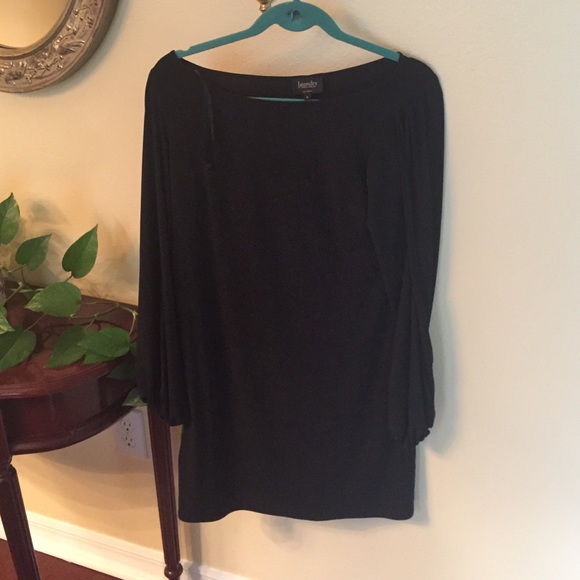 Black long winged sleeve dress