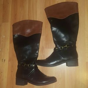 Black and Brown Leather Boots