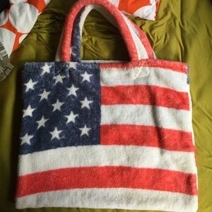 Terry cloth American flag tote bag