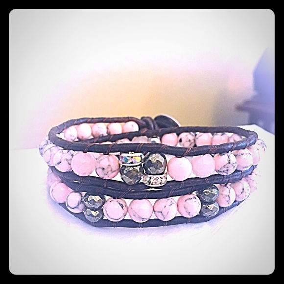 Pink Turquoise Leather Wrap