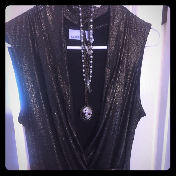 Faux Wrap Gold Shimmer Top