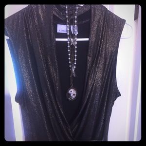 Faux Wrap Gold Shimmer Top