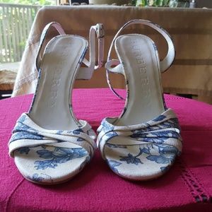 Burberry Blue Floral Wedges womens (7.5)