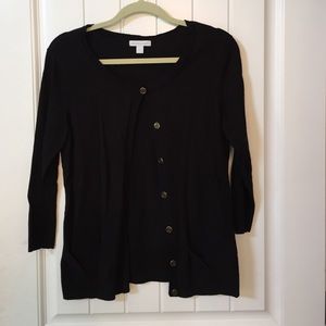 Basic black cardigan with gold buttons