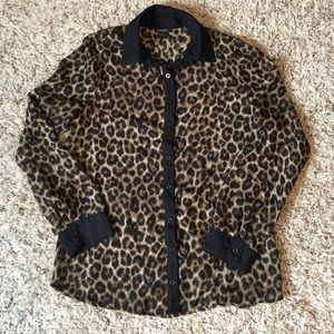 Leopard Chiffon Button Down Shirt