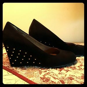 Aerosoles black studded wedges