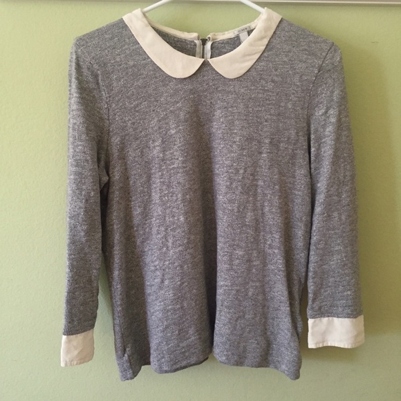 J crew sweater with silk collar and sleeve detail
