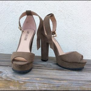 Brown (taupe) heels with ankle strap and open toe