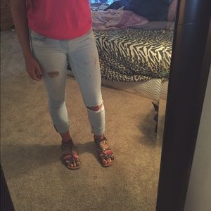 Destroyed denim hollister skinny jeans