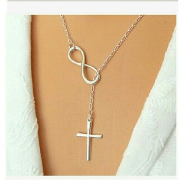 Silver cross infinity necklace