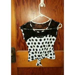 Lace and polka dot crop top!