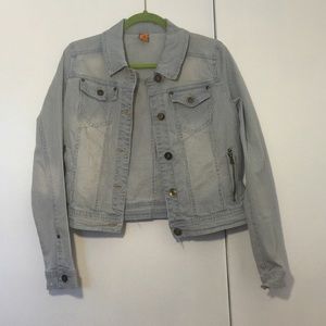 striped denim jacket