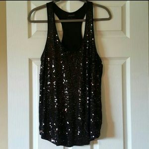 Express black sequin tank