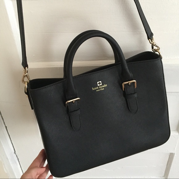 black leather kate spade satchel bag