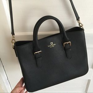 black leather kate spade satchel bag
