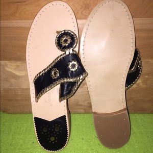 NWOT Jack Rogers Black and Gold Sandals
