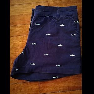 British Khaki Navy Blue "Shark" Shorts Sz. 8
