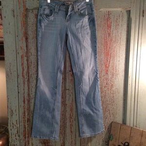 Lei Ashley ultra low rise boot cut light jeans