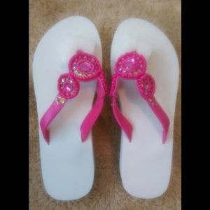 White and Pink Avon Sandals