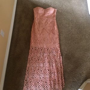 Coral Crochet Prom Gown