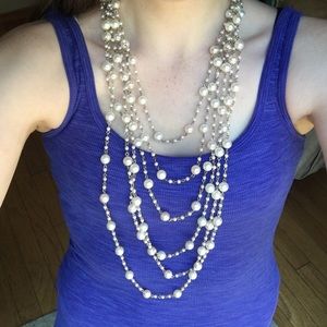 Layered feaux pearl necklace