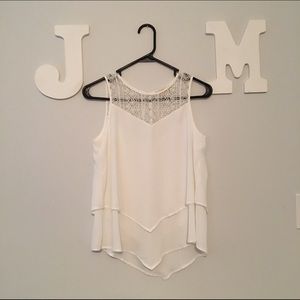 White Ruffle Top and blush tank