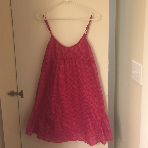 Pink and white polka dot baby doll dress