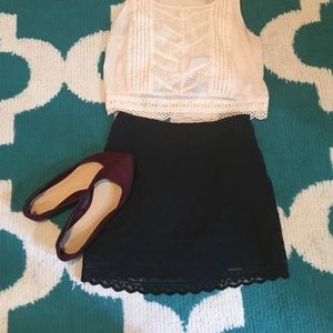 Navy blue lace bodycon skirt