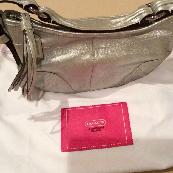 Coach silver leather bag