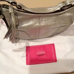 Coach silver leather bag