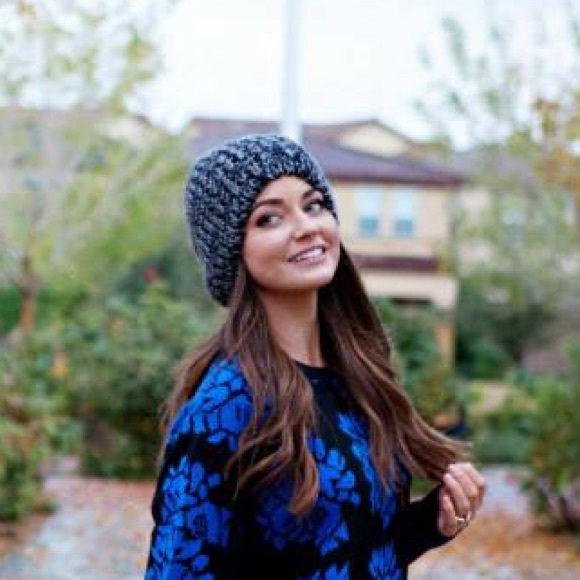 Black and gray knit beanie