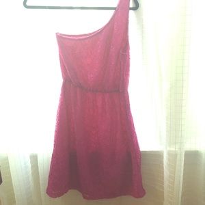 Pink Lace One Shoulder Dress!