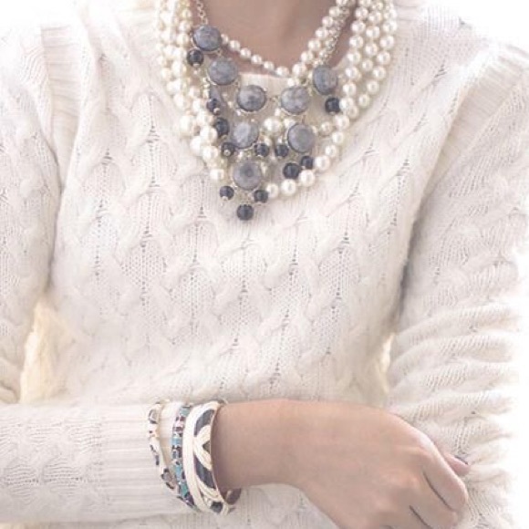 White J.Crew Cable Knit Sweater (Cotton/Cashmere)